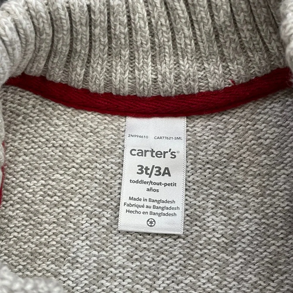 Carters Toddler Boys Oatmeal Heather Mock Neck Button Cotton Sweater 3T 2N994610